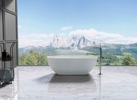 Ванна из искусственного камня Vincea , 1700*800*560, белый мат., слив-перелив в комплекте арт-VBT-4S04MW — фото 1, Ванны из искусственного камня