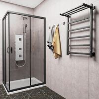 Полотенцесушитель электрический ВИД 81-10 ПРОФИЛЬНЫЙ с полкой 810х500, скр.монтаж, СНШ, черный матовый(RAL 9005), (Ferrum, равномерные перкаладины), Маргроид арт-8110p-8050-1083-9005R — фото 2, Электрические полотенцесушители