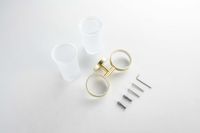 ЕВРОПА стакан с держателем двойной, шлиф. золото арт-AQ4117BG — фото 2, Стаканы для зубных щеток