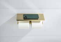 ОБЕРОН бумагодержатель двойной с полкой, шлиф. золото арт-AQ4909BG — фото 5, Держатели туалетной бумаги