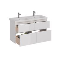 Тумба Lemark COMBI 125 см под 2 раковины, подвесная/напольная,4 ящика, цвет корпуса, фасада: Белый г арт-LM03C125T — фото 1, Тумбы под раковину