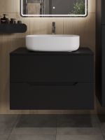 Orange Line Li-80TubMDF+B07-540W тумба с раковиной подвесная 80 см, черный/белый Li-80TubMDF+B07-540W — фото 3, Тумбы с раковиной