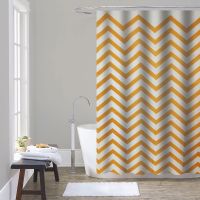 шторка д/в тканевая 180х200см "Оранжевые зигзаги" MZ-167 — фото 1, Шторки на ванну