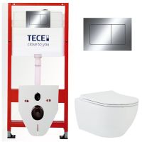 КОМПЛЕКТ TECE + beWash: 9400412 Инсталляция для подвесного унитазаTECE + BeWash Bogen Унитаз подвесной безободковый с сиденьем микролифт белый глянец 88303201 арт-TC412303201 — фото 2, Комплекты унитаз + инсталляция