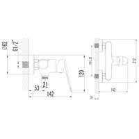 Смеситель для душа AZARIO CAMPO с ручным душем, керамический картридж, хром арт-AZ-KX338275C — фото 5, Смеситель для душа