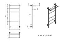 Полотенцесушитель электрический Grota Alto 430х1000 черный Alto 430х1000 RAL9005 EL — фото 1, Электрические полотенцесушители
