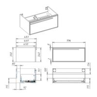 Тумба под раковину подвесная La Fenice Elba , бежевая арт-FNC-01-ELB-C-80 — фото 2, Тумбы под раковину