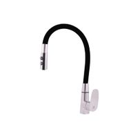 AMUR - смеситель кухонный, лейка на 2 режима (кнопочное переключ. режим.), ХРОМ/ЧЕРНЫЙ арт-AM719.5/12C — фото 1, Смесители для кухни