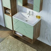 Комплект мебели для ванной Бриклаер КРИСТАЛЛ 80ZSSF, фисташковый/дуб гранж песочный — фото 8, Комплекты мебели для ванной