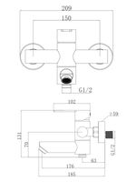 Agger Easy смеситель для ванны однорычажный с душевым набором, черный матовый арт-A3121244 — фото 1, Смеситель для ванны