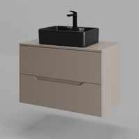 Orange Line тумба с раковиной подвесная 80 см, латте/черный арт-Li-80TuLMDF+B01-475MB — фото 1, Тумбы с раковиной