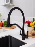 BOND Smart B64-0488 Смеситель для кухни под фильтр с краном для питьевой воды, черный матовый — фото 14, Смесители для кухни