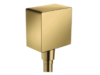 Шланговое подсоединение, Hansgrohe, FixFit Square, стандарт подвода воды-1/2", цвет-полированное золото, с клапаном обратного тока 26455990 — фото 1, Шланговые подключения