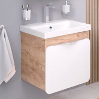 Тумба подвесная с умывальником SKANDI 60 /дуб золотой Крафт/ AQUA DE MARCO 5060CRAFTCSCA/H — фото 1, Тумбы с раковиной