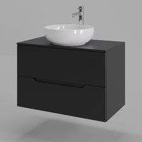 Orange Line Li-80TubMDF+B07-420W тумба с раковиной подвесная 80 см, черный/белый Li-80TubMDF+B07-420W — фото 1, Тумбы с раковиной