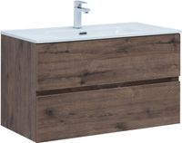 Тумба под раковину Aquanet Алвита New 90 2 ящика, дуб веллингтон табак арт-00334187 — фото 1, Тумбы под раковину