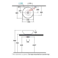 Раковина GLOBO T-EDGE накладная цвет smoke арт-B6T45SK — фото 2, Раковины накладные