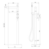 Смеситель ABBER Perfekte 316 AF8A15BST отдельностоящий для ванны, сталь брашированная — фото 2, Смесители для раковины