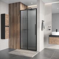 Дверь в нишу Niagara Nova NG-84-L10FHB (100х195) черный матовый,раздвижная влево,стекло рифленое,1 место — фото 3, Раздвижные душевые двери