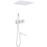 Душевая система ABBER Daheim AF8254W скрытого монтажа с изливом, термостат, белая матовая — фото 1, Встраиваемые душевые комплекты