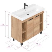 Легран 90 Тумба напольная Дуб галифакс (БЕЗ УМЫВАЛЬНИКА Адриана 90) арт-109031 — фото 9, Тумбы под раковину