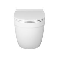 Унитаз подвесной Grossman (520х360х410) безободковый,белый матовый с тонкой крышкой,микролифт,смыв торнадо,1 место арт-GR-4483MSQ — фото 1, Подвесные унитазы