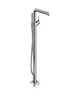 Смеситель для ванны и душа, Hansgrohe, Talis S, тип открывания воды-однорычажный, тип регулирования воды-керамический узел смешивания, тип установки-напольный, комплектация-ручной душ, гибкий шланг, внутренняя часть-необходимо заказать, цвет-хром, с переключателем вакуумного типа арт-72412000 — фото 1, Смеситель для душа