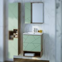 Комплект мебели для ванной Бриклаер КРИСТАЛЛ 60ZSF, фисташковый/дуб гранж песочный — фото 1, Комплекты мебели для ванной