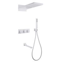 Душевая система ABBER Daheim AF8253W скрытого монтажа с изливом, термостат, белая матовая — фото 1, Встраиваемые душевые комплекты