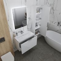 Тумба подвесная "БЛИСС-70 см" с 1 ящ. белая матовая (ум. Блисс-70 см.) 107052 — фото 4, Комоды и тумбы для ванной комнаты