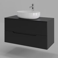 Orange Line Li-100TubMDF+B05-520W тумба с раковиной подвесная 100 см, черный/белый Li-100TubMDF+B05-520W — фото 1, Тумбы с раковиной