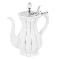 OLIVIA Кувшин керамика, белая с декором платина/крышка хром 24925 — фото 1, Прочие аксессуары и комплектующие