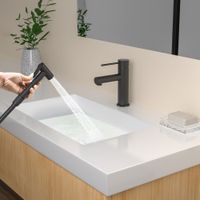 Смеситель для раковины с гигиеническим душем Timo Saona 2360/03G черный — фото 2, Смесители для раковины