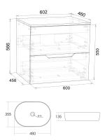 Orange Line Li-60TugMDF+B05-480W тумба с раковиной подвесная 60 см, графит/белый Li-60TugMDF+B05-480W — фото 1, Тумбы с раковиной