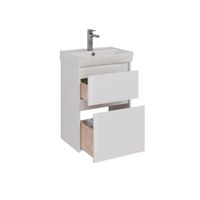 Тумба Lemark COMBI 50 см под 1 раковину, подвесная/напольная, 2 ящика, цвет корпуса, фасада: Белый г арт-LM03C50T — фото 1, Тумбы под раковину