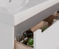 Тумба Lemark BUNO 100 см под 1 раковину, подвесная/напольная, 2 ящика, цвет планки: Серый, цвет корп арт-LM04B100T — фото 5, Тумбы под раковину