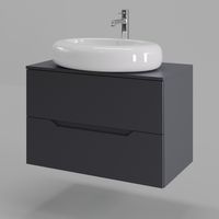 Orange Line Li-80TugMDF+B08-640W тумба с раковиной подвесная 80 см, графит/белый Li-80TugMDF+B08-640W — фото 1, Тумбы с раковиной