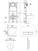 Agger Унитаз подвесной безободковый TORNADO белый с инсталляцией, микролифт, кнопка смыва белая арт-ATI09150L+APB288 — фото 1, Комплекты унитаз + инсталляция