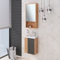 Тумба подвесная MELBOURNE 40 /правая/дуб/серый/ AQUA DE MARCO 2040GCMEL/H/V.2.0 — фото 7, Тумбы под раковину