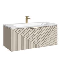 Тумба подвесная "БЛИСС-100 см" с 1 ящ. беж. матовая (ум. Блисс-100 см.) 1010049 — фото 1, Комоды и тумбы для ванной комнаты