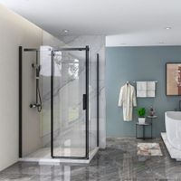 Душевой угол Veconi Rovigo RV-070B, 1600х1000х1950, черный, стекло прозрачное RV070B-160100-01-C4 — фото 1, Душевые уголки