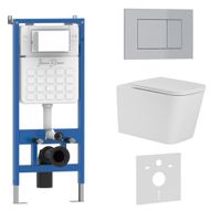 Комплект 3в1 IBERICA BLANCA инсталляция SILENCIO, унитаз TOLEDO ALTO белый, кнопка смыва ESTI-S хром матовый (IB001.TLA.234.853) — фото 1, Комплекты унитаз + инсталляция