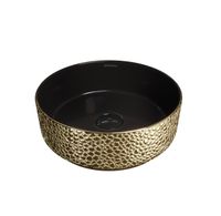 Раковина Grossman (355х355х115) золото,черная внутри,1 место арт-GR-5010GBL — фото 1, Раковины накладные