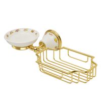 PROVANCE Мыльница с корзинкой настенная, керамика с декором/золото 17699 — фото 1, Мыльницы