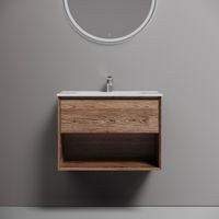 Тумба подвесная SANCOS Marmi 1.0 690х445х520 c одним ящиком оснащенным доводчиками скрытого монтажа и открытой нишей, дуб чарльстон, арт.MR1.070ECH — фото 1, Тумбы под раковину