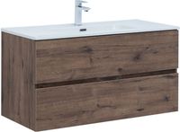 Тумба с раковиной Aquanet Алвита new 100 2 ящ. цв.дуб веллингтон табак арт-00335684 — фото 2, Тумбы с раковиной