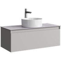 Товар: Подвесная тумба с одним ящиком 100 см, цвет серый туман со столешницей серый камень и наставным умывальником арт-GE01101ST+STG1014X456GS - фото 5 Подвесная тумба с одним ящиком 100 см, цвет серый туман со столешницей серый камень и наставным умывальником арт-GE01101ST+STG1014X456GS — фото 5, Тумбы с раковиной