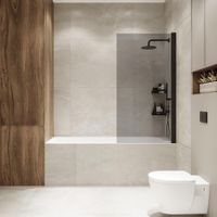 Шторка на ванну распашная Terminus Ното 150х70 тонированная, черный 2CW150х70BT — фото 1, Шторы для ванной