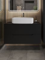 Orange Line Li-100TubMDF+B07-600W тумба с раковиной подвесная 100 см, черный/белый Li-100TubMDF+B07-600W — фото 3, Тумбы с раковиной