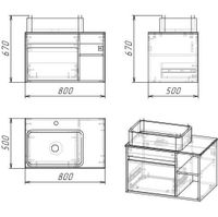 Тумба подвесная "ФАЛЬКОН-80 см" с 1-м ящ. бетон (ум.GR-3016) арт-108005 — фото 2, Тумбы под раковину